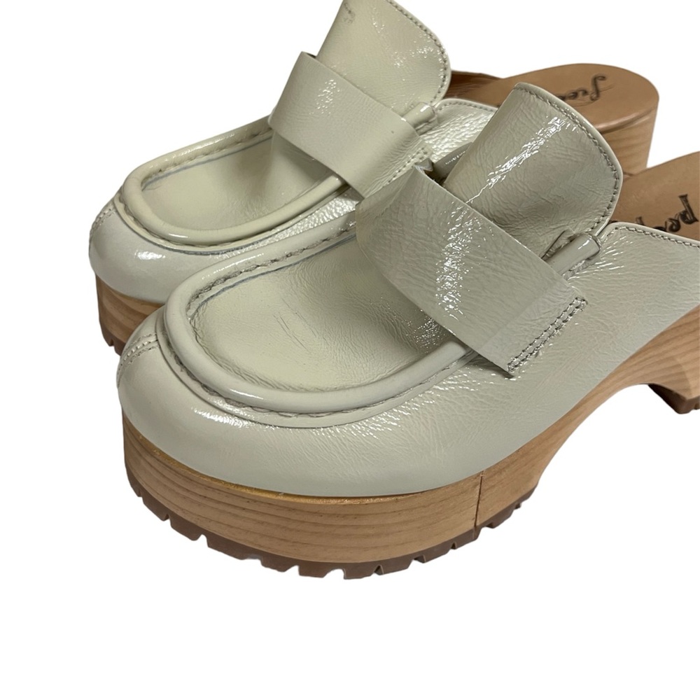 Free People Cream Leather Wooden Platform Mules - Picture 5 of 10